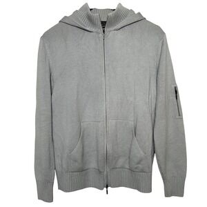 Cruciani for Jared M. Mens Full Zip Up Wool Hoodie Knit Sweater Gray Italy